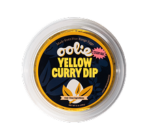 Retail container of Oolie Yellow Curry dip
