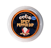 Retail container of Oolie Spicy Pepper dip